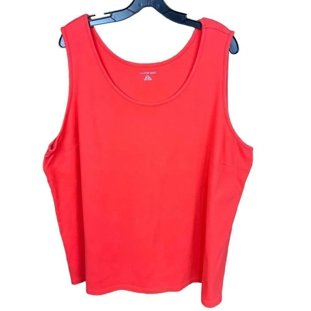Lands End Tank Top Basic Scoop Neck Orange Cotton 100% 24W to 26W Women’s 3X